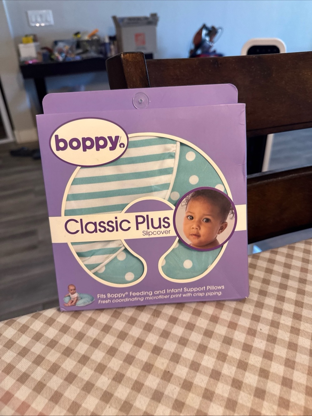 Boppy Classic Plus Slipcover - Aqua Stripe & Polka Dot
